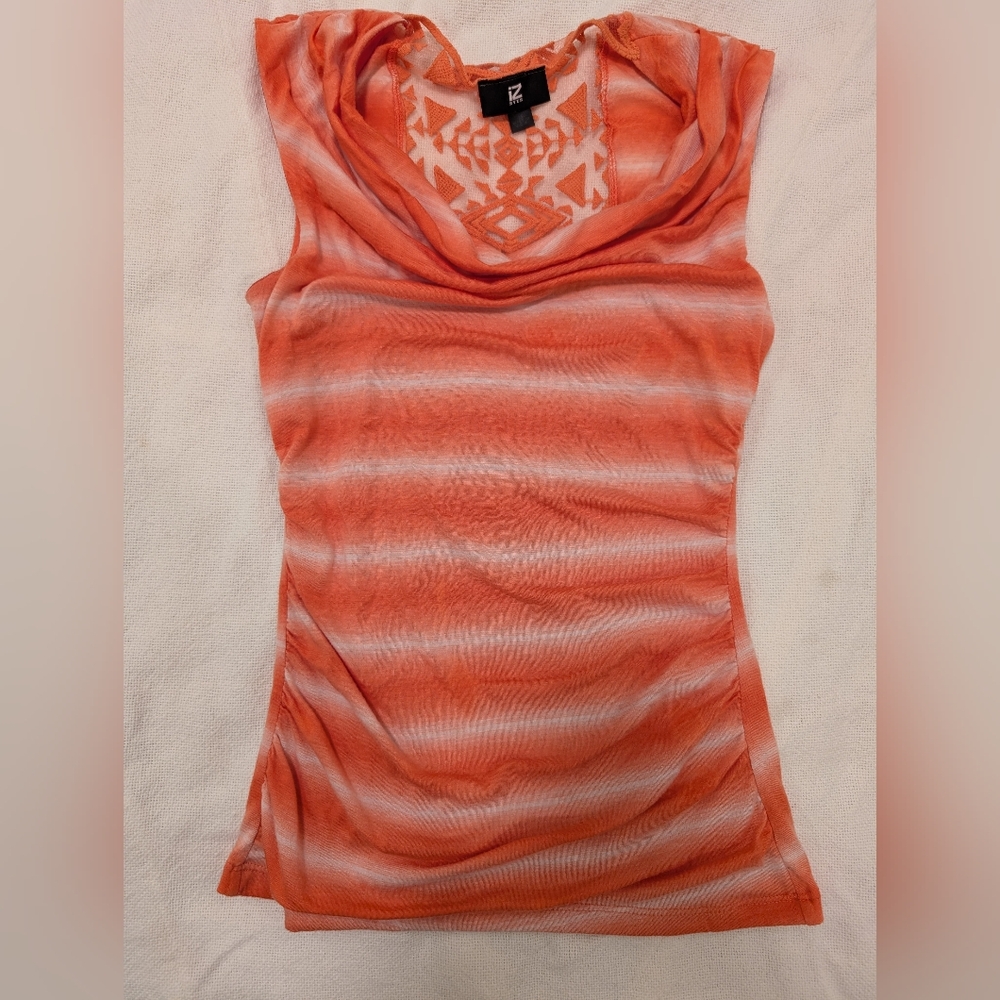iZ Byer Orange/Peach Striped Women's Dress Tank - S